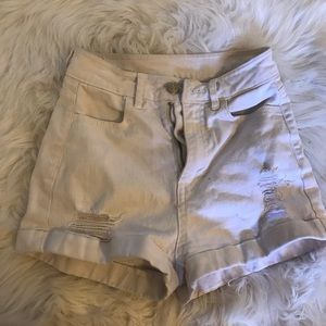 H&M White Ripped High Waisted Shorts